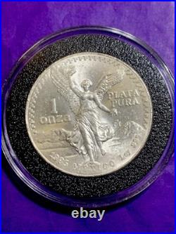 1985 Mexico 1 Oz Silver Libertad 1 Onza. 999 Silver Beautiful, Uncirculated Nice