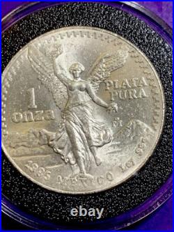 1985 Mexico 1 Oz Silver Libertad 1 Onza. 999 Silver Beautiful, Uncirculated Nice