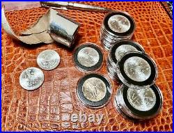 1985 Mexico 1 (oz) Onza Silver Libertad Roll Of 20.999 Fine Silver Opened