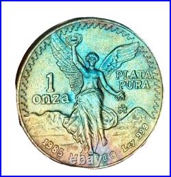 1985 Mexico 1 oz Silver Libertad BU Monster toned Rainbow 1985 Mexico 1 oz Silver Libertad BU Monster toned Rainbow