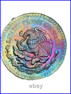 1985 Mexico 1 oz Silver Libertad BU Monster toned Rainbow