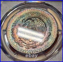 1985 Mexico Onza Libertad Silver 1oz. 999 PCGS MS67 Rainbow Toned Plata Pura GEM