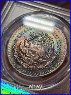 1985 Mexico Onza Libertad Silver 1oz. 999 PCGS MS67 Rainbow Toned Plata Pura GEM