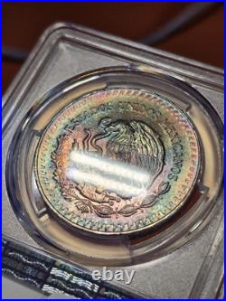 1985 Mexico Onza Libertad Silver 1oz. 999 PCGS MS67 Rainbow Toned Plata Pura GEM