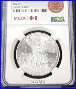 1985 Mexico Silver 1 Onza Libertad Ngc Ms 67 Rare High Grade Gem Bu 1 Oz