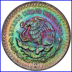 1985 Mexico Silver Libertad Onza PCGS MS66 Neon Rainbow Toned Insane Toning