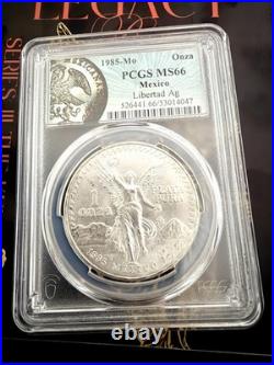 1985-Mo MEXICAN LIBERTAD NGC MS66 LEGACY BOX SERIES III 1 OZ SILVER ONZA