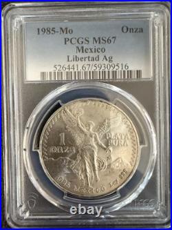 1985 Mo Mexico 1 Onza. 999 Fine Silver Libertad Coin PCGS Graded MS67