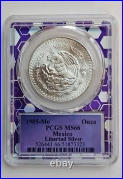1985-Mo Mexico Libertad Onza PCGS MS66 Trader Bea Purple Core