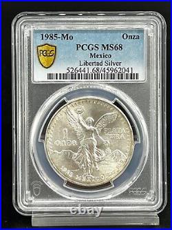 1985-Mo PCGS MS68 Silver 1 oz Libertad Onza Mexico Coin