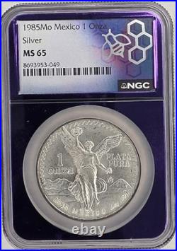 1985Mo Mexico 1 Onza Silver Libertad NGC MS65.999 Plata Pura 1 oz Silver Coin