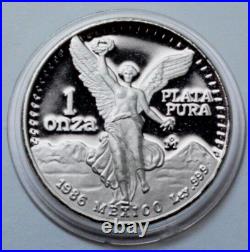 1986 DCAM 1 Oz 999 SILVER MEXICO Libertad Pura Plata Coin in Original Box & CoA 1986 DCAM 1 Oz 999 SILVER MEXICO Libertad Pura Plata Coin in Original Box & CoA