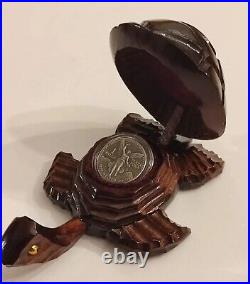1986 Mexico 1 oz. 999 Silver Antiqued Libertad In Wooden Handmade Turtletad