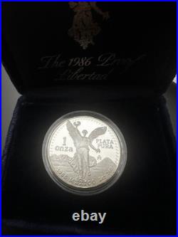 1986 Mexico 1 oz Silver Libertad Proof (withBox & COA) OGP Low Mintage #22038