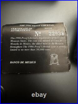 1986 Mexico 1 oz Silver Libertad Proof (withBox & COA) OGP Low Mintage #22038