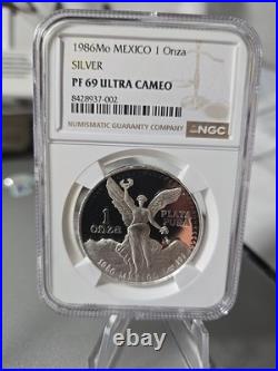 1986 Mexico Libertad 1 Onza Silver Proof Ngc Pf69 Ultra Cameo