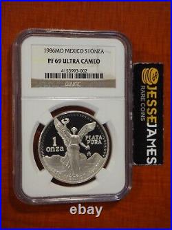 1986 Mexico Proof Silver Libertad 1 Onza Ngc Pf69 Ultra Cameo Brown Label