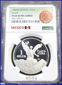 1986 Mexico Silver 1 Onza Libertad Ngc Pf 69 Ultra Cameo Gem Proof 1 Oz