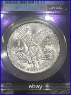 1986 Mo Mexico 1 Onza Silver Libertad NGC MS66 Purple Core