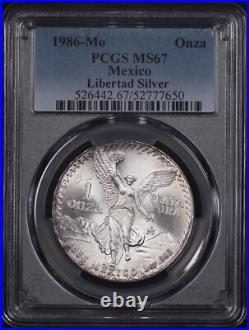 1986-Mo Mexico Silver Libertad 1 Onza PCGS MS-67