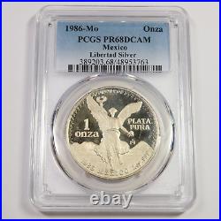 1986 Mo PCGS PR68 DCAM MEXICO 1 oz Silver Libertad Onza #47735A