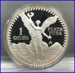 1987 MEXICO PROOF Libertad 1oz 999 Silver Coin MISSING FEATHERS Variety