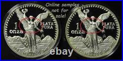 1987 MEXICO PROOF Libertad 1oz 999 Silver Coin MISSING FEATHERS Variety