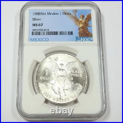 1988 Mo NGC MS 67 MEXICO 1 oz Silver Libertad Onza Coin #45401B