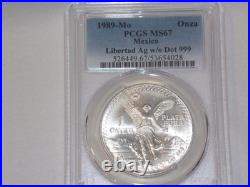 1989-MO PCGS MS67 Oz. 999 SILVER LIBERTAD Without Dot in Fineness