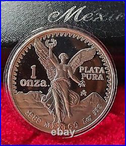 1989 Mexico Onza Libertad 1 oz. 999 Silver Proof Complete with COA