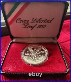 1989 Mexico Onza Libertad 1 oz. 999 Silver Proof Complete with COA