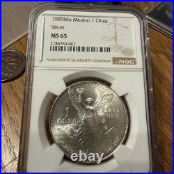 1989-Mo MEXICO LIBERTAD 1 ONZA. 999 SILVER NGC MS66