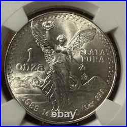 1989-Mo MEXICO LIBERTAD 1 ONZA. 999 SILVER NGC MS66