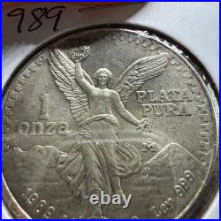 1989 Mo MEXICO Silver 1 oz BU UNC Libertad Onza Coin