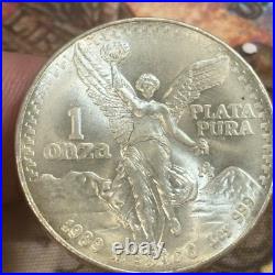 1989 Mo Silver 1 oz Libertad Onza Mexico Coin Toned Blast White GLOSSY NO DOT