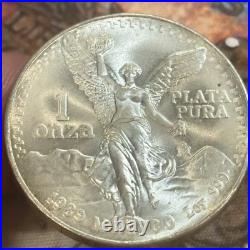 1989 Mo Silver 1 oz Libertad Onza Mexico Coin Toned Blast White GLOSSY NO DOT