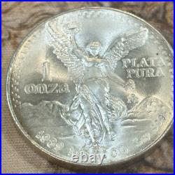 1989 Mo Silver 1 oz Libertad Onza Mexico Coin Toned Blast White GLOSSY NO DOT