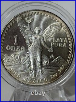 1990 Mexico Silver Libertad 1 Oz BU PROOF LIKE SURFACE Super High Grade
