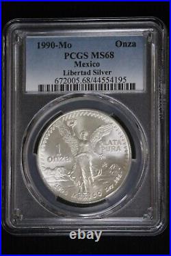 1990-Mo Mexico 1 oz Silver Libertad MS68 PCGS ONLY 8 HIGHER