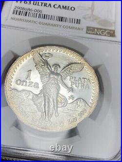 1990-Mo Mexico Proof Silver Libertad 1oz Silver Coin NGC PF 63 Ultra Cameo