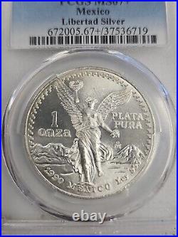 1990-mo Pcgs Ms67+ 1 Onza Mexico Silver Libertad Low Pop