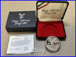 1991 Mexico Onza. 999 Silver Libertad Proof #4556 w Clamshell COA & Sleeve