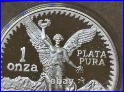 1991 Mexico Onza. 999 Silver Libertad Proof #4556 w Clamshell COA & Sleeve