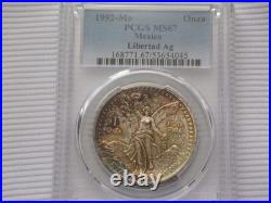 1992-MO PCGS MS67 1 ONZA MEXICO SILVER LIBERTAD Unique Color Toning