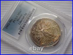1992-MO PCGS MS67 1 ONZA MEXICO SILVER LIBERTAD Unique Color Toning