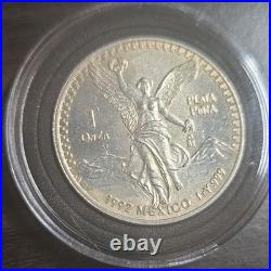 1992 Mexico 1 Onza Silver Libertad Coin 0.999 Plata Pura Ley 999 Mo