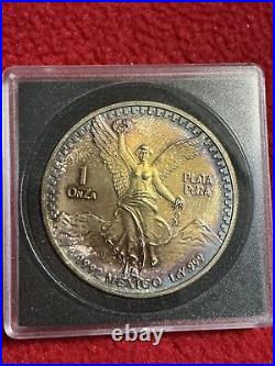 1992 Mexico 1 oz Silver Libertad Awesome Album Toning? Purple Blue