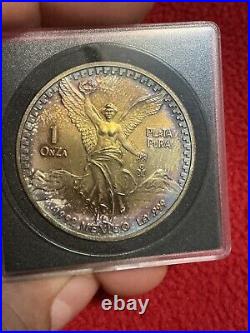 1992 Mexico 1 oz Silver Libertad Awesome Album Toning? Purple Blue