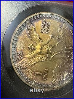 1992 Mexico 1 oz Silver Libertad Awesome Album Toning? Purple Blue