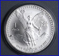 1992 Mexico Libertad 1 Onza Coin 1 oz. 999 Silver In Capsule